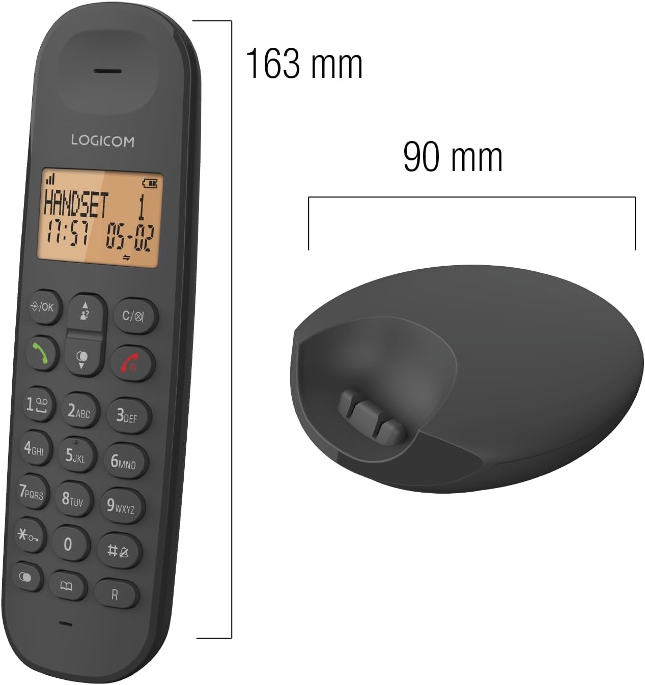 Logicom ILOA 100 Téléphone Fixe sans Fil sans Répondeur - Solo - Téléphones analogiques et dect - Noir