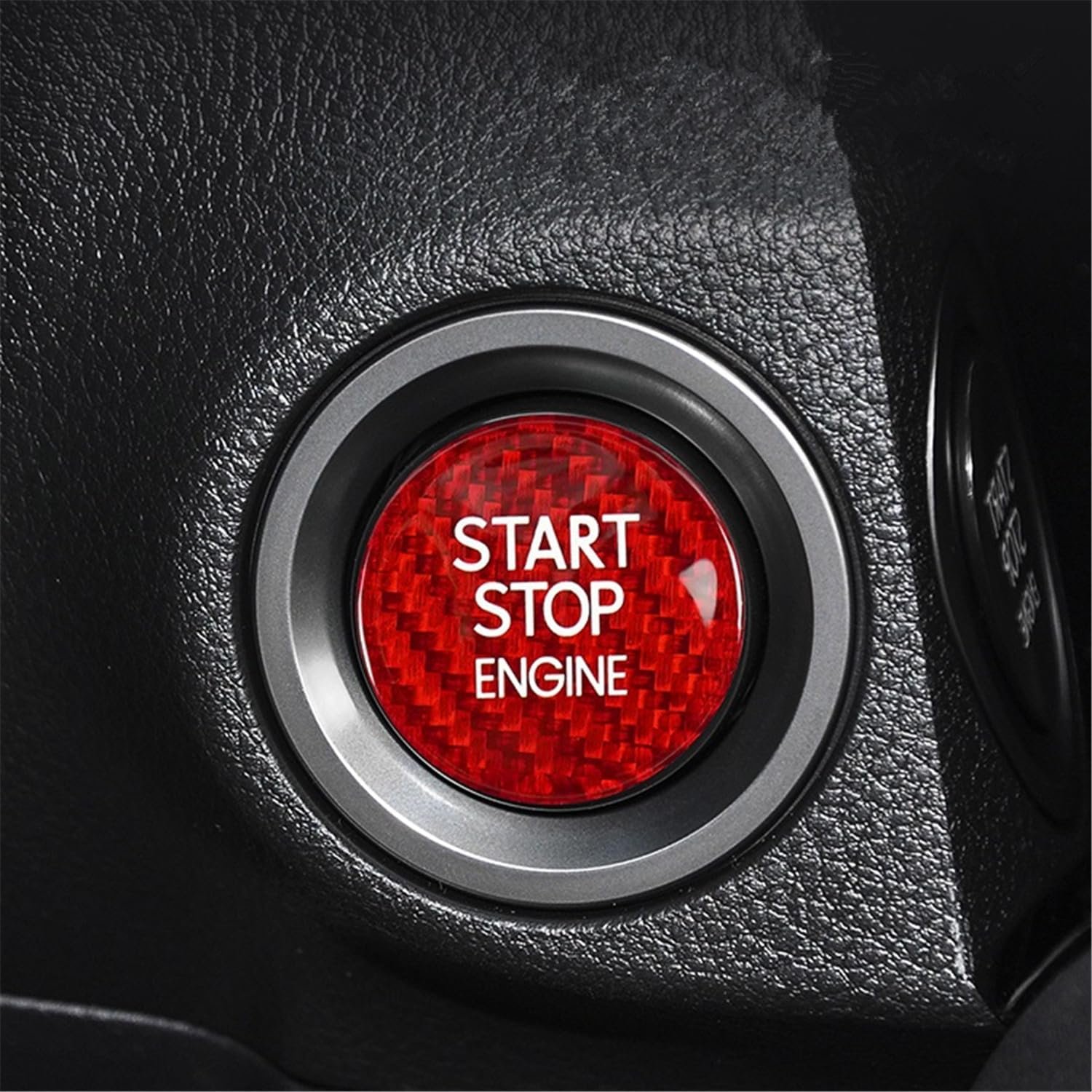 Véritable Fibre de Carbone Voiture de Démarrage du Moteur Interrupteur D'arrêt Bouton Coque Autocollant pour Toyota Camry Corolla - Rouge