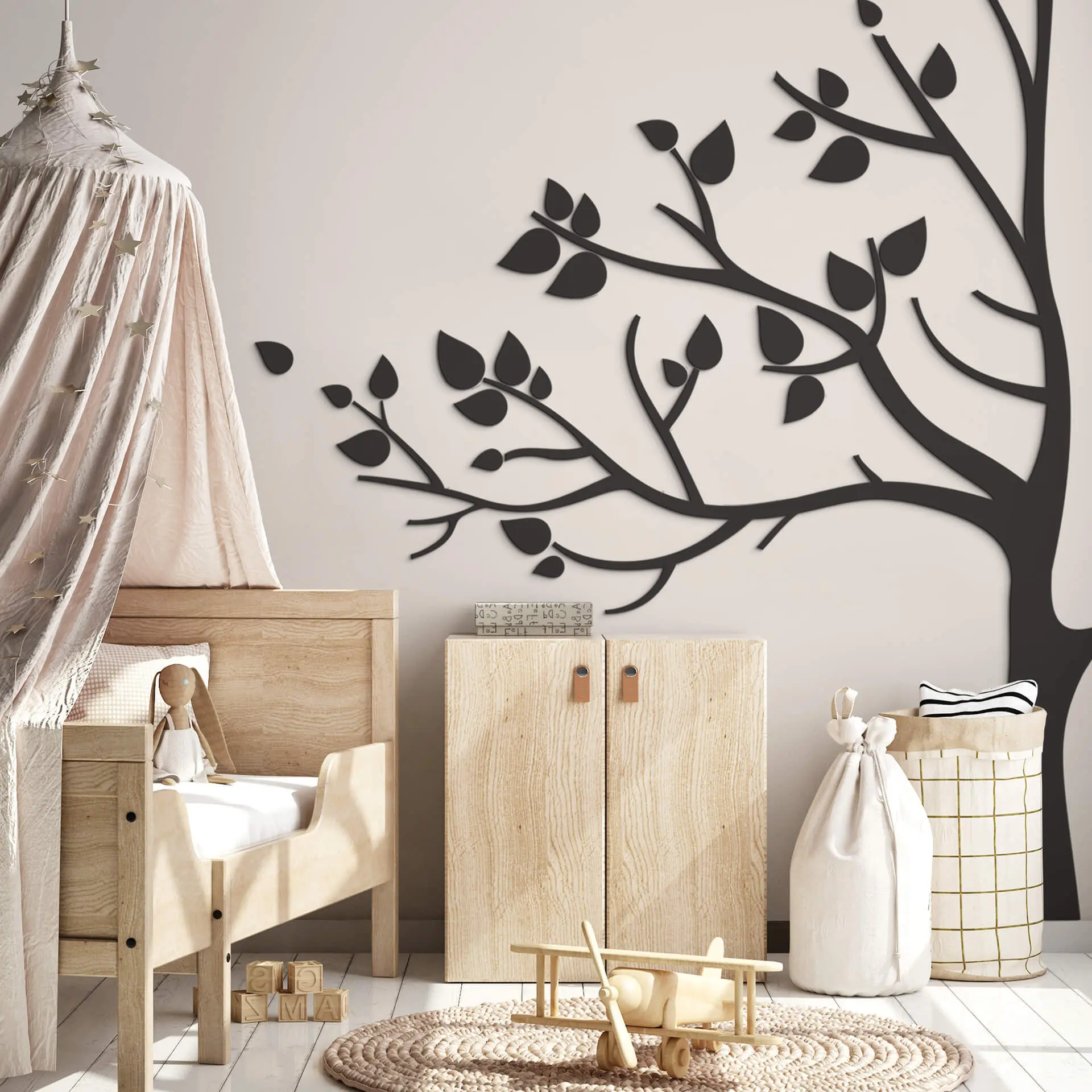 Décoration en bois MDF - Grand Arbre XXL - 150x180 cm - (2) Branches à droite