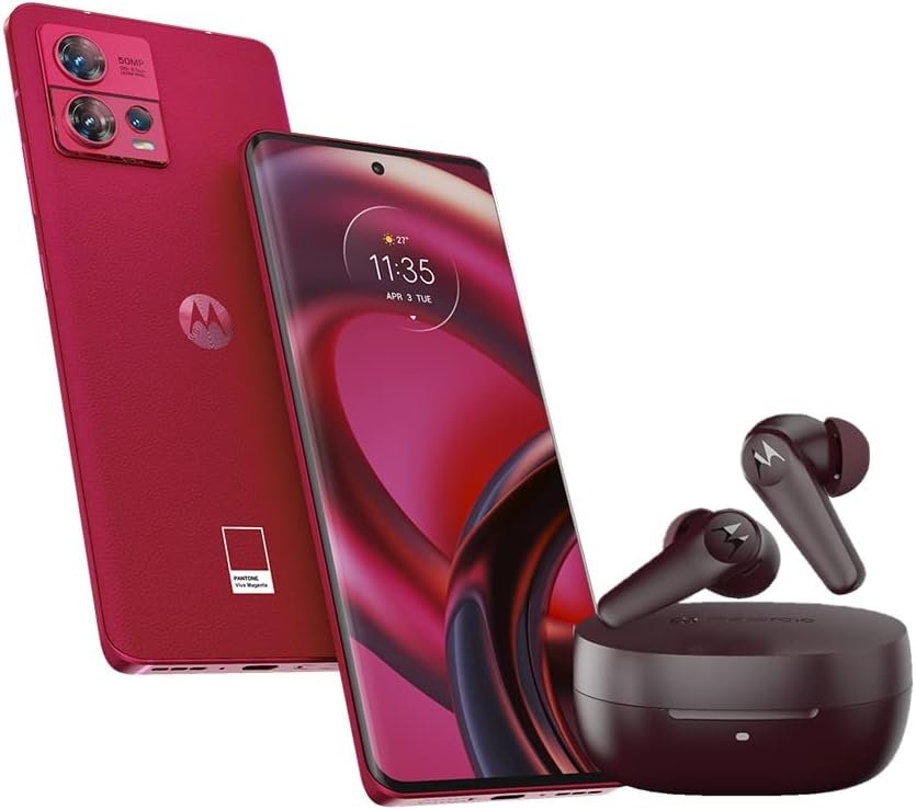 Motorola Smartphone débloqué Edge 30 Fusion 128Go RAM 8Go Viva Magenta + Ecouteurs sans Fil Moto Buds 600 ANC