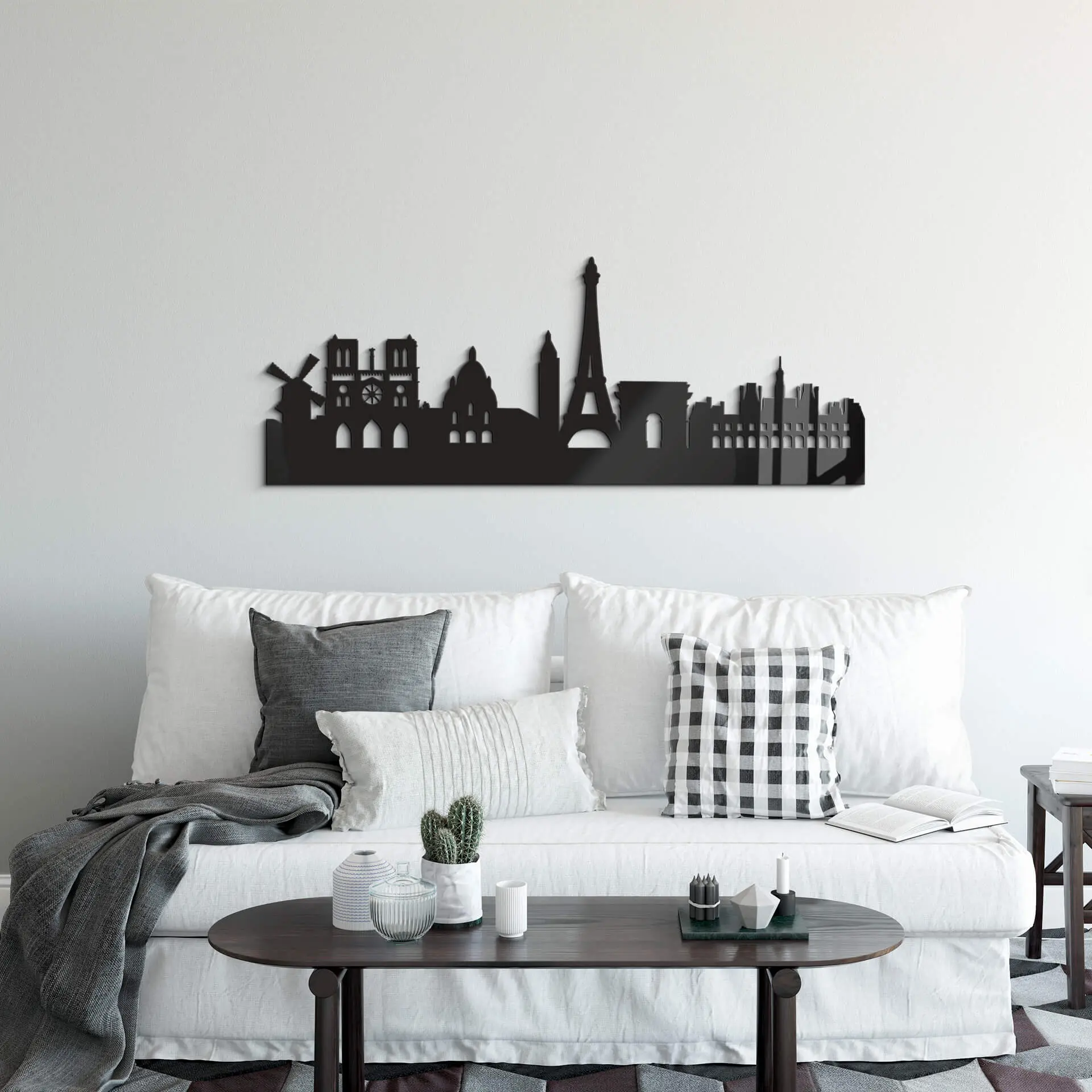 Décoration en verre acrylique - Skyline de Paris - 50x19 cm