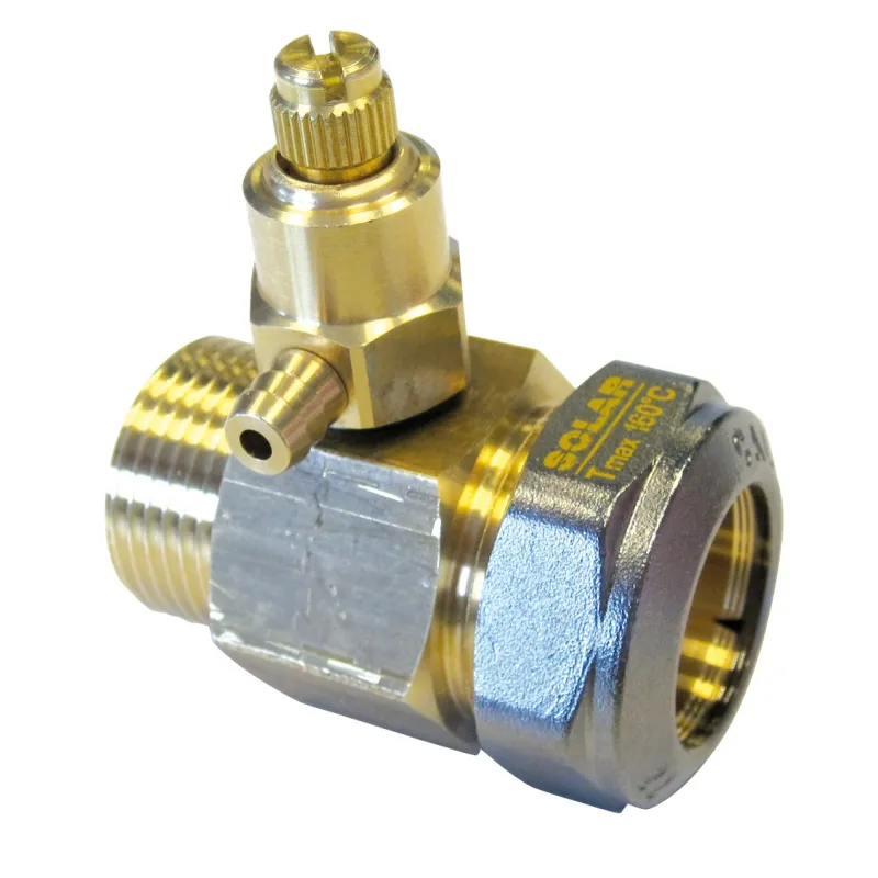 Raccord à compression avec purgeur pour circuit solaire laiton Ø22 mâle