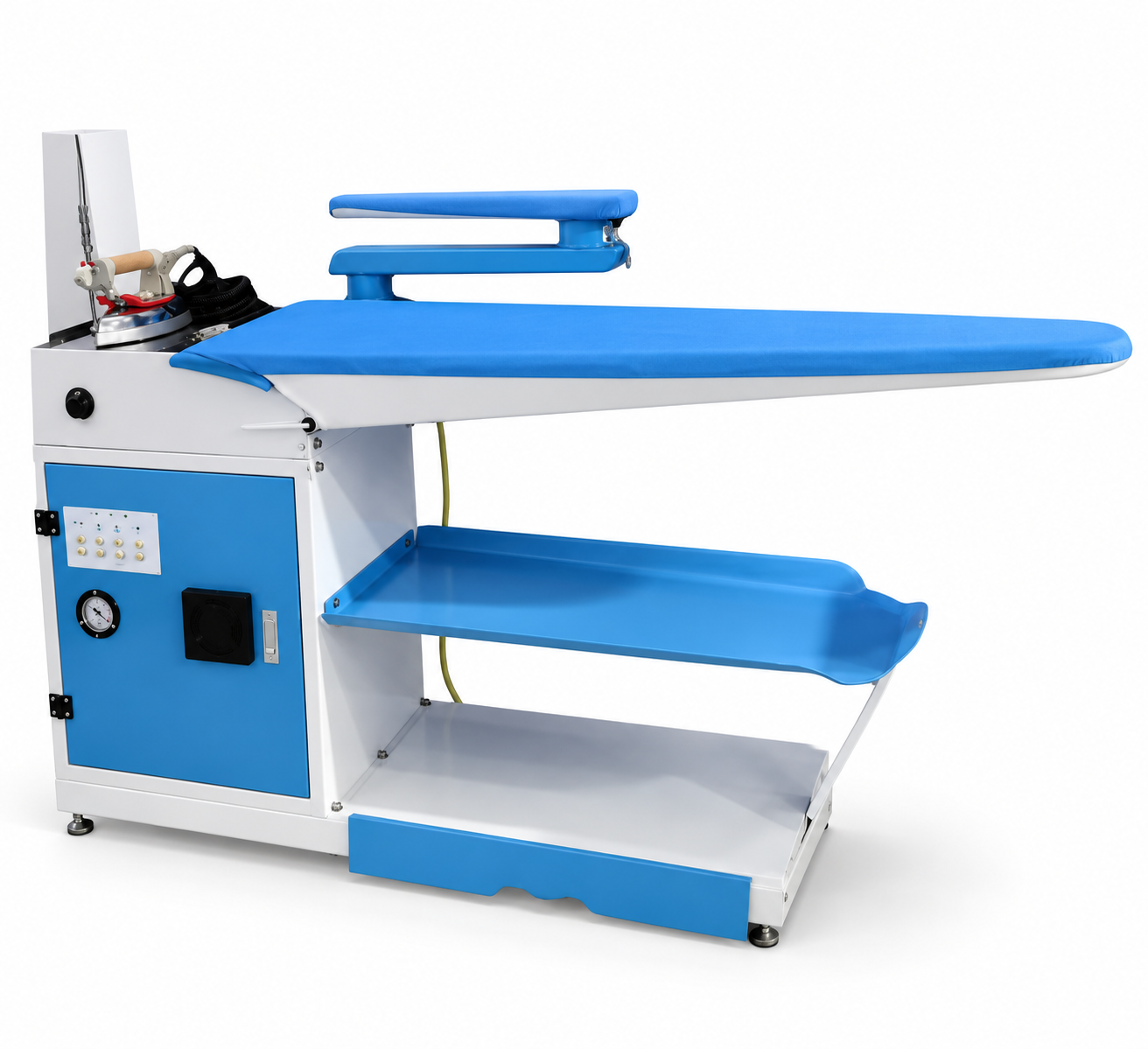 Table de Repassage Industrielle Aspirante en U avec Générateur de Vapeur Intégré – Plateau 1200 × 400 mm