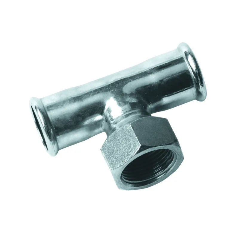 Té réduit mixte BSP Femelle / sertir Femelle inox