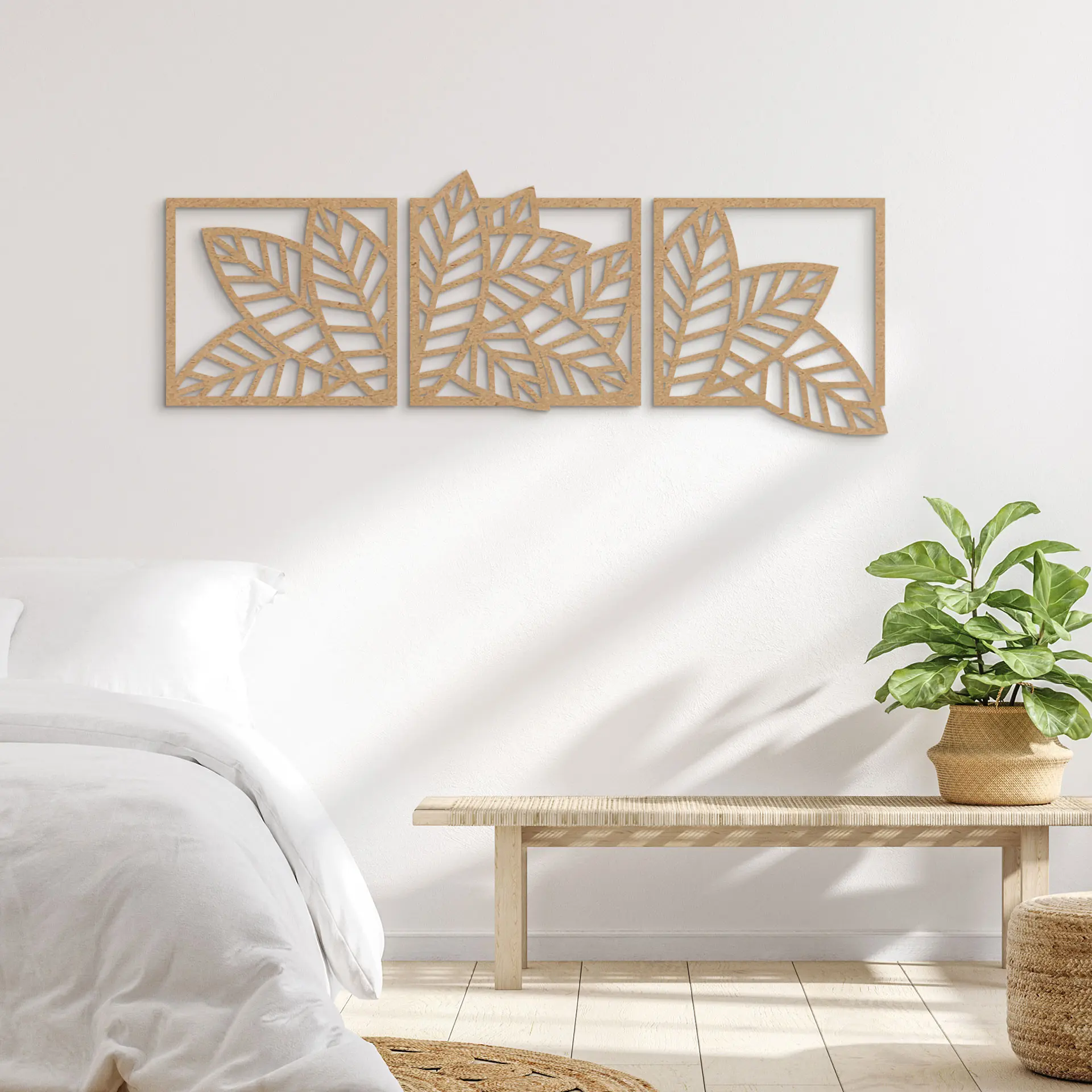 Décoration en bois MDF Set de feuilles (3 pièces) - 3x 22 cm x max. 23 cm