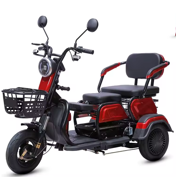 Tricycle Électrique 3 Places – 500 W – 48 V – Autonomie 50 à 70 km – Pour Personnes à Mobilité Réduite