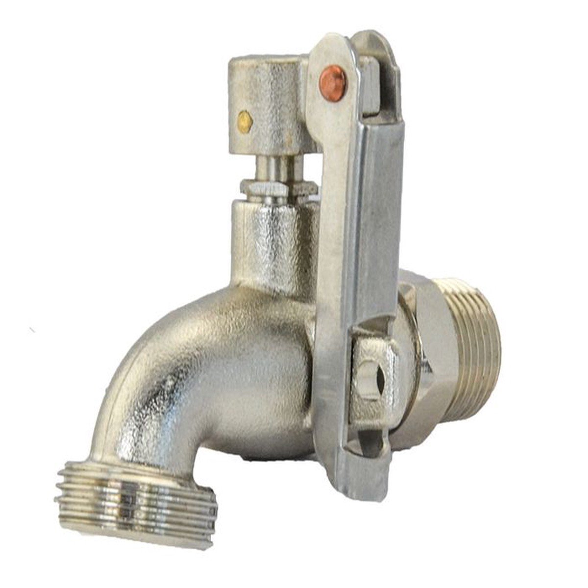 Robinet de réservoir 1/2″ avec raccord latéral verrouillable, finition nickelée.