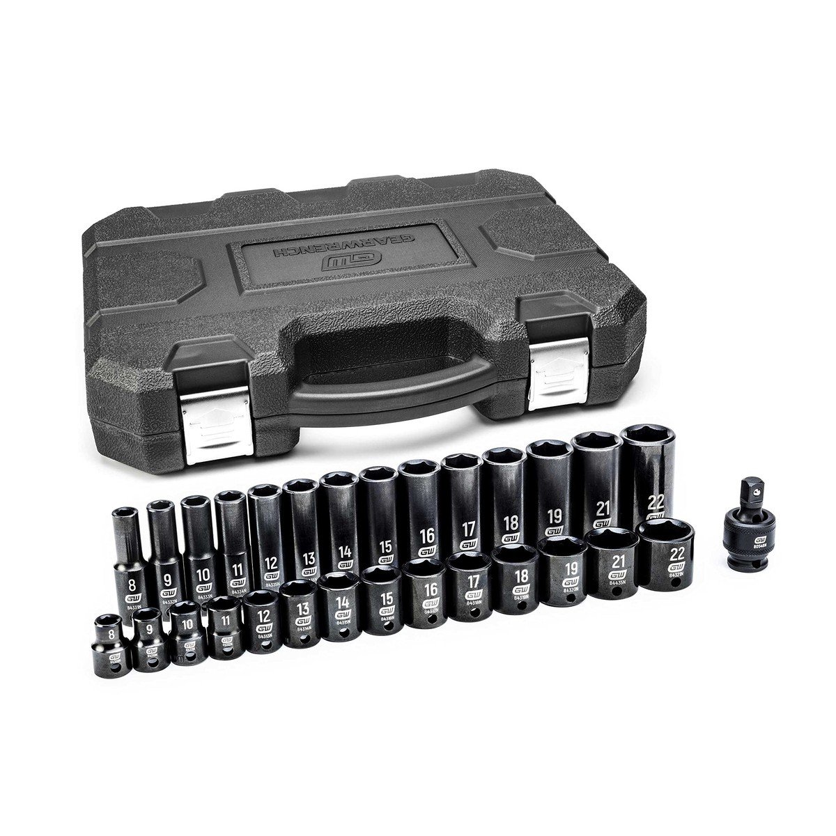 29 Pc. 3/8′′ Drive 6 Points métrique Standard/Deep Impact Socket Set