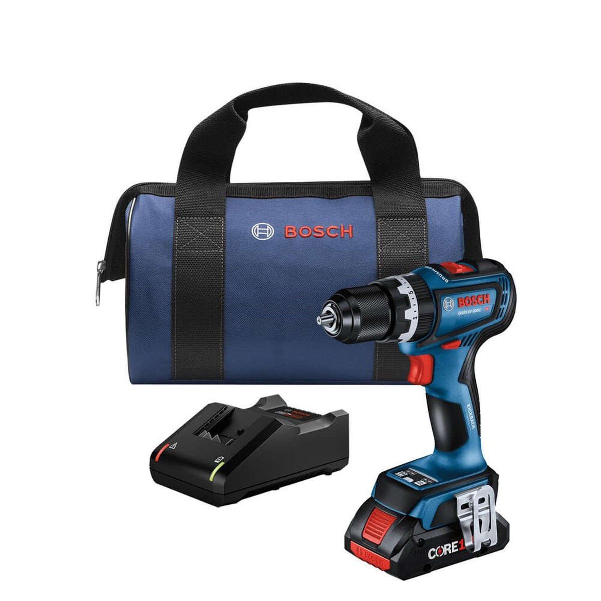 BOSCH GSB18V-800CB14 1/2 Po. Kit de foret/chauffeur à marteau prêt à l'emploi Brushless avec (1) batterie d'alimentation avancée CORE18V 4 Ah