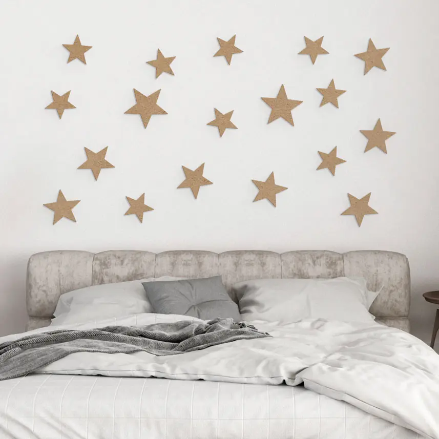 3D étoiles déco set pour chambre d'enfant | chambre à coucher - MDF naturel - 20x30 cm