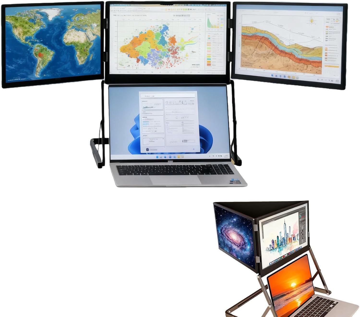 Triple Moniteur pour Ordinateur Portable 15,6"