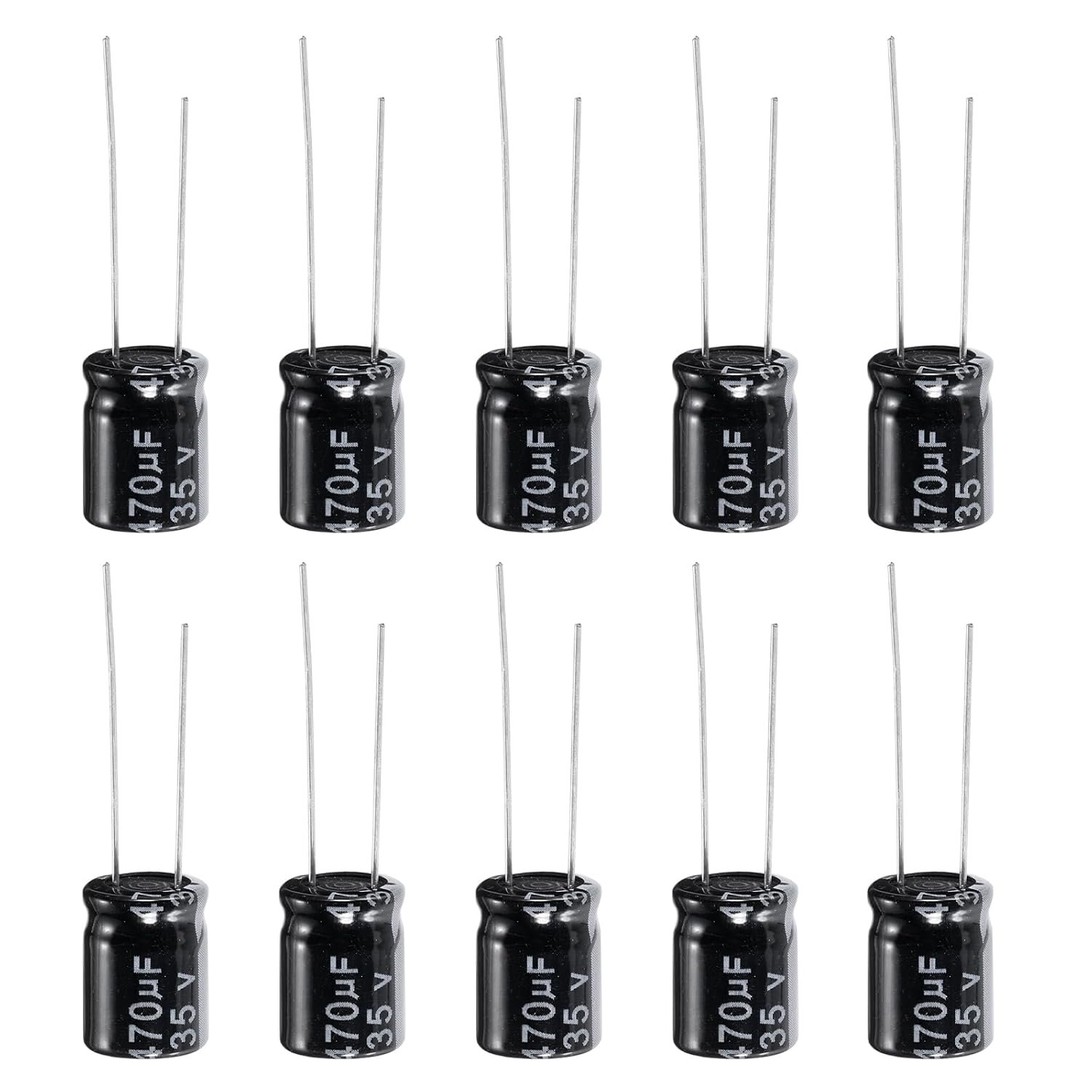 Condensateurs Electrolytiques 35 V 470 uF, 10 Pièces 10 x 13 mm en Aluminium Haute Fréquence pour TV, Ecran LCD, Réfrigérateur, Circuits Imprimés, Noir