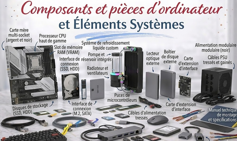 Composants et pièces d'ordinateur